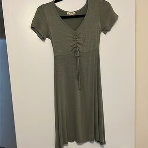 Olive Green Ruched Dress